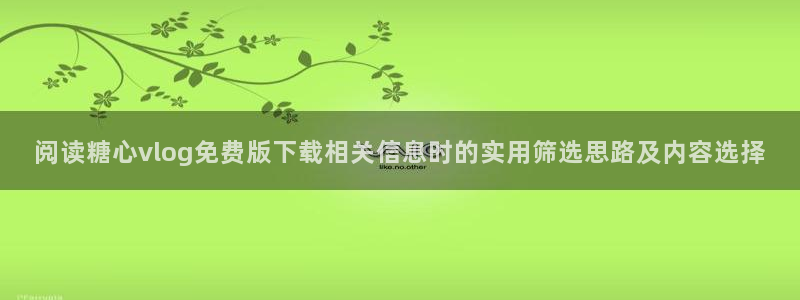 糖心免费版破解:阅读糖心vlog免费版下载相关信息时的实用筛选思路及内容选择